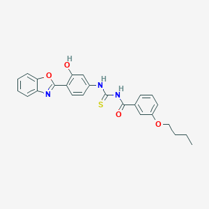 molecular formula C25H23N3O4S B399591 N-[4-(1,3-benzoxazol-2-yl)-3-hydroxyphenyl]-N'-(3-butoxybenzoyl)thiourea CAS No. 371118-14-8
