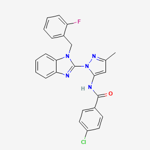 4-chloro-N-[2-[1-[(2-fluorophenyl)methyl]benzimidazol-2-yl]-5-methylpyrazol-3-yl]benzamide