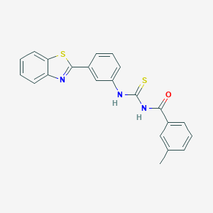 molecular formula C22H17N3OS2 B399593 N-{[3-(1,3-benzothiazol-2-yl)phenyl]carbamothioyl}-3-methylbenzamide 