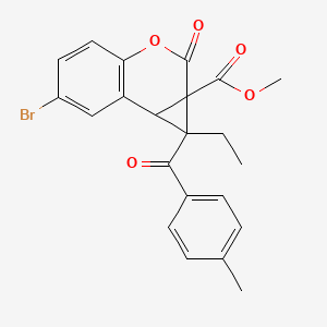 molecular formula C22H19BrO5 B3995957 methyl 6-bromo-1-ethyl-1-(4-methylbenzoyl)-2-oxo-1,7b-dihydrocyclopropa[c]chromene-1a(2H)-carboxylate 