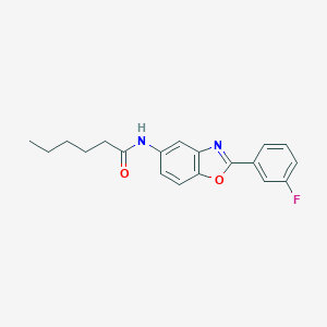 molecular formula C19H19FN2O2 B399598 N-[2-(3-fluorophenyl)-1,3-benzoxazol-5-yl]hexanamide 