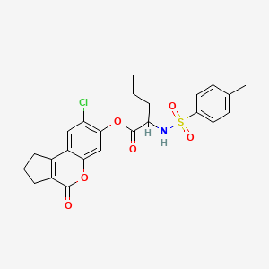 (8-chloro-4-oxo-2,3-dihydro-1H-cyclopenta[c]chromen-7-yl) 2-[(4-methylphenyl)sulfonylamino]pentanoate