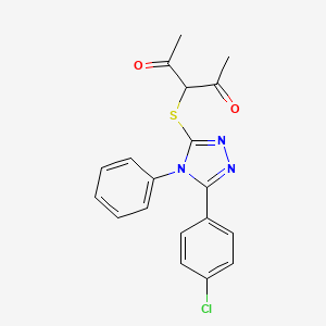 3-{[5-(4-chlorophenyl)-4-phenyl-4H-1,2,4-triazol-3-yl]sulfanyl}-2,4-pentanedione