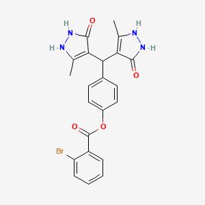 molecular formula C22H19BrN4O4 B3996022 4-[bis(5-hydroxy-3-methyl-1H-pyrazol-4-yl)methyl]phenyl 2-bromobenzoate 