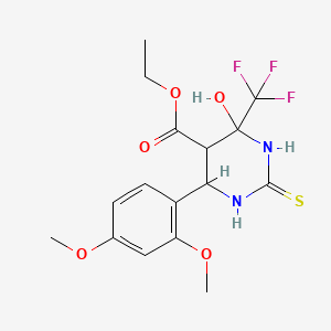 ethyl 6-(2,4-dimethoxyphenyl)-4-hydroxy-2-thioxo-4-(trifluoromethyl)hexahydro-5-pyrimidinecarboxylate