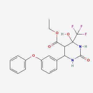 molecular formula C20H19F3N2O5 B3996069 Ethyl 4-hydroxy-2-oxo-6-(3-phenoxyphenyl)-4-(trifluoromethyl)-1,3-diazinane-5-carboxylate 