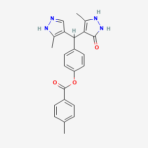 4-[(5-hydroxy-3-methyl-1H-pyrazol-4-yl)(3-methyl-1H-pyrazol-4-yl)methyl]phenyl 4-methylbenzoate