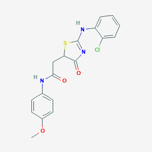 molecular formula C18H16ClN3O3S B399609 2-[2-(2-chloroanilino)-4-oxo-1,3-thiazol-5-yl]-N-(4-methoxyphenyl)acetamide 