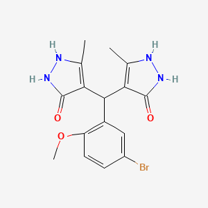 4-[(5-bromo-2-methoxyphenyl)(5-hydroxy-3-methyl-1H-pyrazol-4-yl)methyl]-3-methyl-1H-pyrazol-5-ol