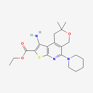 ethyl 1-amino-8,8-dimethyl-5-(piperidin-1-yl)-8,9-dihydro-6H-pyrano[4,3-d]thieno[2,3-b]pyridine-2-carboxylate