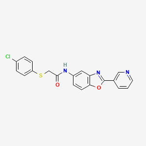 molecular formula C20H14ClN3O2S B3996293 2-[(4-chlorophenyl)thio]-N-[2-(3-pyridinyl)-1,3-benzoxazol-5-yl]acetamide 