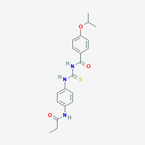 molecular formula C20H23N3O3S B399630 N-{[4-(propanoylamino)phenyl]carbamothioyl}-4-(propan-2-yloxy)benzamide 