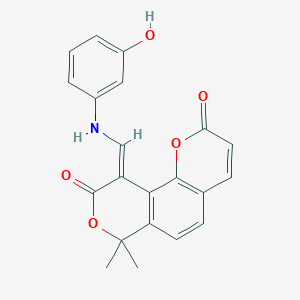 molecular formula C21H17NO5 B3996353 (10Z)-10-[(3-hydroxyanilino)methylidene]-7,7-dimethylpyrano[3,4-h]chromene-2,9-dione 