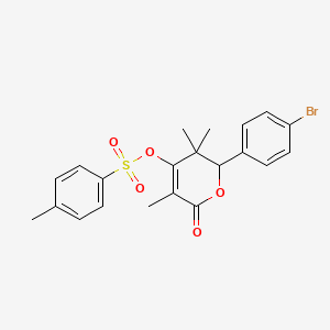 molecular formula C21H21BrO5S B3996409 2-(4-bromophenyl)-3,3,5-trimethyl-6-oxo-3,6-dihydro-2H-pyran-4-yl 4-methylbenzenesulfonate 