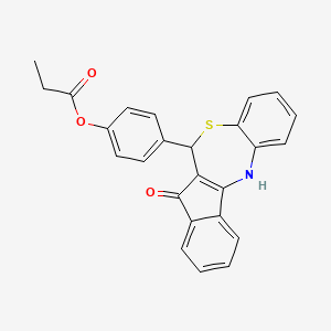 molecular formula C25H19NO3S B3996417 4-(5-oxo-6,12-dihydro-5H-benzo[b]indeno[1,2-e][1,4]thiazepin-6-yl)phenyl propanoate 