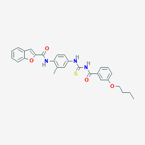 molecular formula C28H27N3O4S B399642 N-[4-({[(3-butoxybenzoyl)amino]carbothioyl}amino)-2-methylphenyl]-1-benzofuran-2-carboxamide 