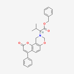 benzyl 3-methyl-2-(2-oxo-4-phenyl-2H,8H-chromeno[8,7-e][1,3]oxazin-9(10H)-yl)butanoate