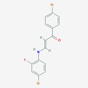 molecular formula C15H10Br2FNO B399646 3-(4-Bromo-2-fluoroanilino)-1-(4-bromophenyl)prop-2-en-1-one 