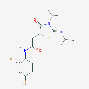 molecular formula C17H21Br2N3O2S B399647 N-(2,4-dibromophenyl)-2-[3-isopropyl-2-(isopropylimino)-4-oxo-1,3-thiazolidin-5-yl]acetamide 