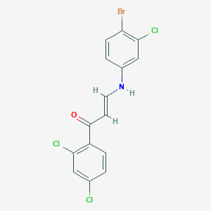 molecular formula C15H9BrCl3NO B399648 3-(4-Bromo-3-chloroanilino)-1-(2,4-dichlorophenyl)prop-2-en-1-one 