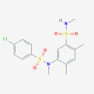 molecular formula C16H19ClN2O4S2 B3996490 5-[(4-chlorophenyl)sulfonyl-methylamino]-N,2,4-trimethylbenzenesulfonamide 