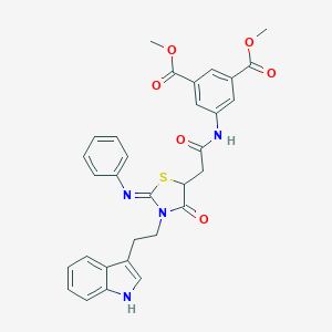 molecular formula C31H28N4O6S B399650 dimethyl 5-({[3-[2-(1H-indol-3-yl)ethyl]-4-oxo-2-(phenylimino)-1,3-thiazolidin-5-yl]acetyl}amino)isophthalate 