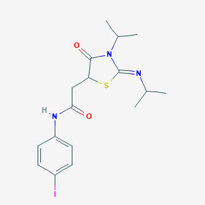molecular formula C17H22IN3O2S B399653 N-(4-iodophenyl)-2-[3-isopropyl-2-(isopropylimino)-4-oxo-1,3-thiazolidin-5-yl]acetamide 
