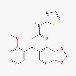 3-(1,3-benzodioxol-5-yl)-3-(2-methoxyphenyl)-N-1,3-thiazol-2-ylpropanamide