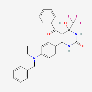 6-{4-[benzyl(ethyl)amino]phenyl}-4-hydroxy-5-(phenylcarbonyl)-4-(trifluoromethyl)tetrahydropyrimidin-2(1H)-one