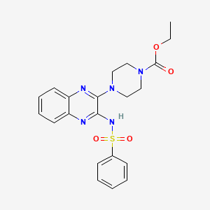 molecular formula C21H23N5O4S B3996741 Ethyl 4-(3-benzenesulfonamidoquinoxalin-2-yl)piperazine-1-carboxylate 