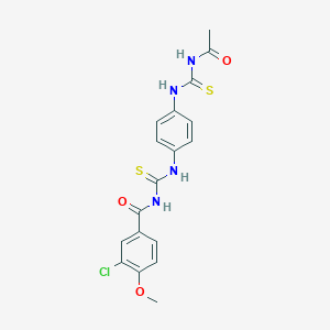 N-[[4-(acetylcarbamothioylamino)phenyl]carbamothioyl]-3-chloro-4-methoxybenzamide