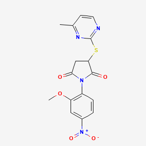 molecular formula C16H14N4O5S B3996824 1-(2-Methoxy-4-nitrophenyl)-3-[(4-methylpyrimidin-2-yl)sulfanyl]pyrrolidine-2,5-dione 