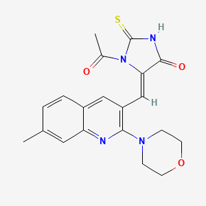 molecular formula C20H20N4O3S B3996825 (5Z)-1-ACETYL-5-{[7-METHYL-2-(MORPHOLIN-4-YL)QUINOLIN-3-YL]METHYLIDENE}-2-SULFANYLIDENEIMIDAZOLIDIN-4-ONE 