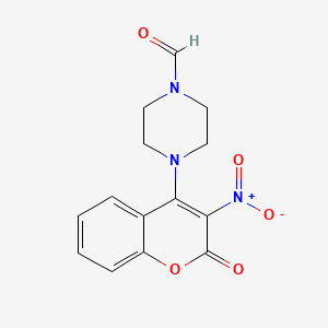 molecular formula C14H13N3O5 B3996833 4-(3-nitro-2-oxo-2H-chromen-4-yl)piperazine-1-carbaldehyde 