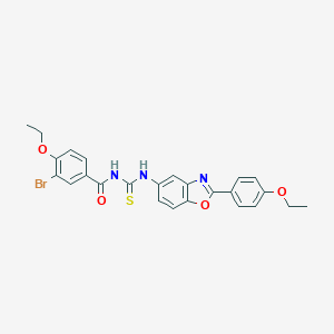 molecular formula C25H22BrN3O4S B399692 3-bromo-4-ethoxy-N-{[2-(4-ethoxyphenyl)-1,3-benzoxazol-5-yl]carbamothioyl}benzamide 