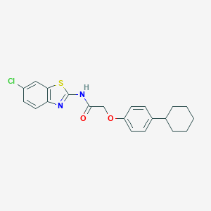 molecular formula C21H21ClN2O2S B399693 N-(6-chloro-1,3-benzothiazol-2-yl)-2-(4-cyclohexylphenoxy)acetamide 