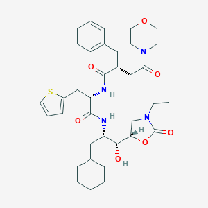 N-(2-((1-(Cyclohexylmethyl)-2-(3-ethyl-2-oxo-5-oxazolidinyl)-2-hydroxyethyl)amino)-2-oxo-1-(2-thienylmethyl)ethyl)-gamma-oxo-alpha-(phenylmethyl)-4-morpholinebutanamide