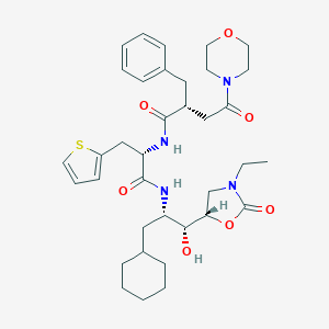 molecular formula C36H50N4O7S B039970 N-(2-((1-(Cyclohexylmethyl)-2-(3-ethyl-2-oxo-5-oxazolidinyl)-2-hydroxyethyl)amino)-2-oxo-1-(2-thienylmethyl)ethyl)-gamma-oxo-alpha-(phenylmethyl)-4-morpholinebutanamide CAS No. 122225-00-7