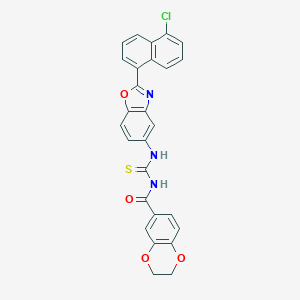 molecular formula C27H18ClN3O4S B399703 N-{[2-(5-chloronaphthalen-1-yl)-1,3-benzoxazol-5-yl]carbamothioyl}-2,3-dihydro-1,4-benzodioxine-6-carboxamide 