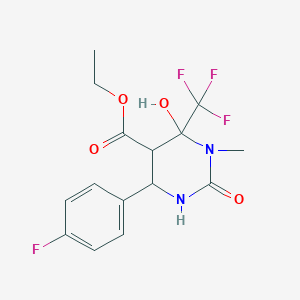 Ethyl 4-(4-fluorophenyl)-6-hydroxy-1-methyl-2-oxo-6-(trifluoromethyl)-1,3-diazinane-5-carboxylate