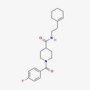 molecular formula C21H27FN2O2 B3997058 N-[2-(cyclohex-1-en-1-yl)ethyl]-1-[(4-fluorophenyl)carbonyl]piperidine-4-carboxamide 