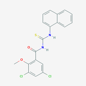 molecular formula C19H14Cl2N2O2S B399707 3,5-dichloro-2-methoxy-N-(naphthalen-1-ylcarbamothioyl)benzamide 
