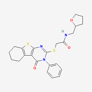 molecular formula C23H25N3O3S2 B3997085 N-(oxolan-2-ylmethyl)-2-[(4-oxo-3-phenyl-5,6,7,8-tetrahydro-[1]benzothiolo[2,3-d]pyrimidin-2-yl)sulfanyl]acetamide 