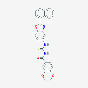 molecular formula C27H19N3O4S B399710 N-{[2-(naphthalen-1-yl)-1,3-benzoxazol-5-yl]carbamothioyl}-2,3-dihydro-1,4-benzodioxine-6-carboxamide 