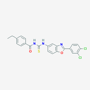molecular formula C23H17Cl2N3O2S B399711 N-{[2-(3,4-dichlorophenyl)-1,3-benzoxazol-5-yl]carbamothioyl}-4-ethylbenzamide 