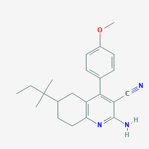 molecular formula C22H27N3O B3997158 2-Amino-4-(4-methoxyphenyl)-6-(2-methylbutan-2-yl)-5,6,7,8-tetrahydroquinoline-3-carbonitrile 