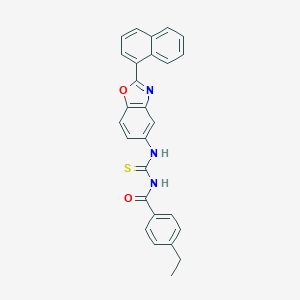 molecular formula C27H21N3O2S B399716 4-ethyl-N-{[2-(naphthalen-1-yl)-1,3-benzoxazol-5-yl]carbamothioyl}benzamide 