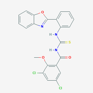 molecular formula C22H15Cl2N3O3S B399717 N-[2-(1,3-benzoxazol-2-yl)phenyl]-N'-(3,5-dichloro-2-methoxybenzoyl)thiourea 