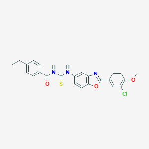 molecular formula C24H20ClN3O3S B399720 N-[2-(3-chloro-4-methoxyphenyl)-1,3-benzoxazol-5-yl]-N'-(4-ethylbenzoyl)thiourea 