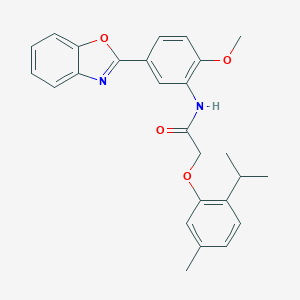 molecular formula C26H26N2O4 B399725 N-[5-(1,3-benzoxazol-2-yl)-2-methoxyphenyl]-2-(2-isopropyl-5-methylphenoxy)acetamide 